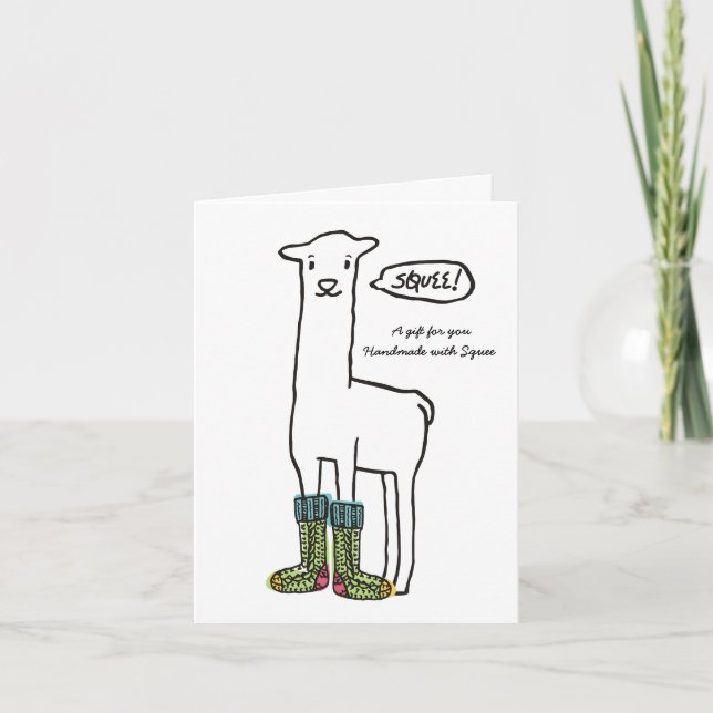 Cartão De Festividades Bonita espreita lhama meias de crochê de Natal (Frente)