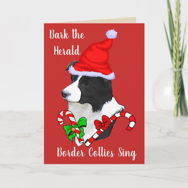 Cartão De Festividades Bonita Fronteira Collie Natal (Frente)