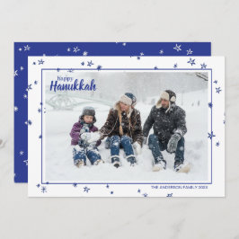 Cartão De Festividades Bonita Mão Desenhada Estrelas Feliz Família Hanukk