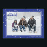 Cartão De Festividades Bonita Mão Desenhada Estrelas Feliz Família Hanukk<br><div class="desc">Na moda e cartões com fotos bonitos são perfeitos para todos os seus amigos e família neste feriado. Personalize o texto "feliz hanukkah" com sua saudação e mude o nome da família e o ano e troque a foto por uma foto de seus filhos, animais de estimação ou de toda...</div>