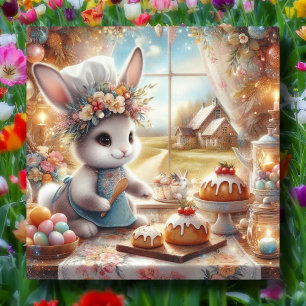 Cartão De Festividades Bonita Páscoa de pastel coelho do padeiro