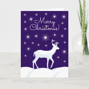 Cartão De Festividades Bonita Reindeer de Natal - Estrela Noturna de Neve