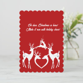 Cartão De Festividades Bonita Reindeer de Natal Papais noeis Brancos Auxi