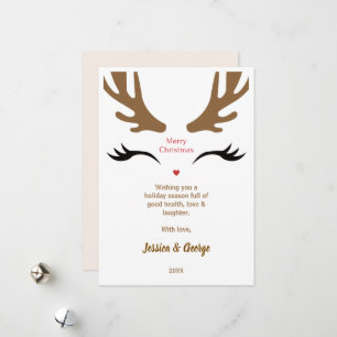 Cartão De Festividades Bonita Reindeer Face Moderna Feliz Natal