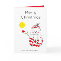 Bonito boneco de neve com arte de Natal de pássaro