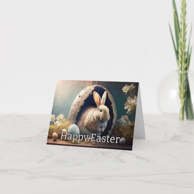 Cartão De Festividades Bonito coelho Felz pascoa (Frente)