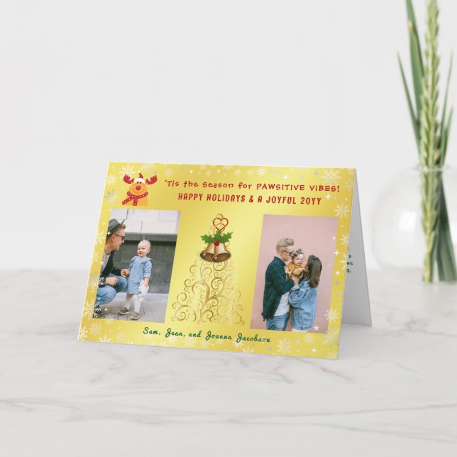 Cartão De Festividades Bonito Engraçado Rudolph 2 Fotos Feliz Natal Doura (Frente)