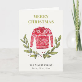Cartão De Festividades Bonito Folheto Vermelho Verde Suave Natal Inverno