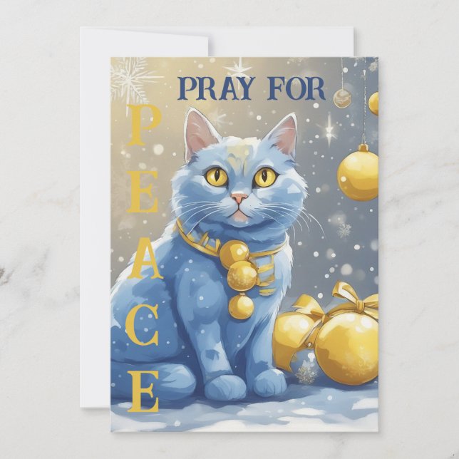 Cartão De Festividades Bonito Gato Amarelo com Olhos Azuis - ucrânia (Frente)