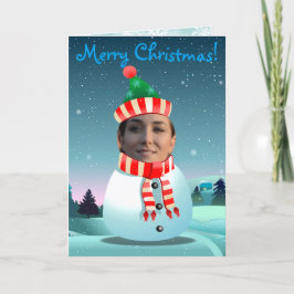 Cartão De Festividades Bonito Homem De Neve Do Xmas Com Sua Própria Foto