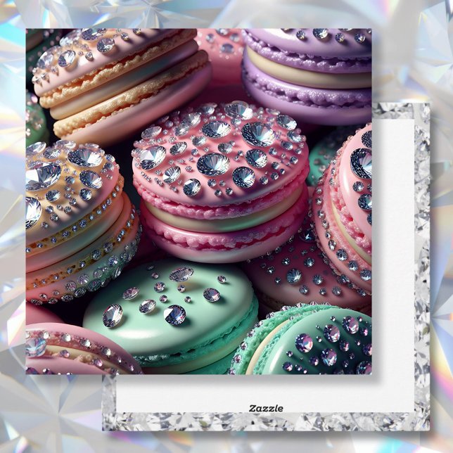 Cartão De Festividades Bonito Macaron Birthday Bling (Criador carregado)