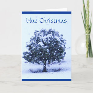 Cartão De Festividades Bonito Natal Azul de Neve - Ao Longo do Miles