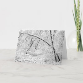 Cartão De Festividades Bonito riacho branco coberto de neve da década de 