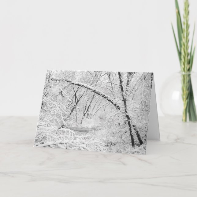 Cartão De Festividades Bonito riacho branco coberto de neve da década de  (Frente)