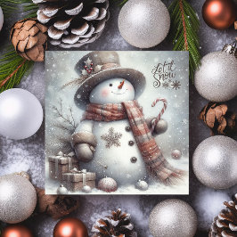 Cartão De Festividades Bonito Snowman Deixe-o nevar Feliz Natal