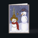 Cartão De Festividades Bonito vaqueiro de Natal Snowman<br><div class="desc">A imagem foi criada pela artista do Missouri,  Deborah Miller. Criação digital de um cartão casual e divertido.</div>