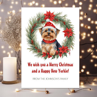 Cartão De Festividades Bonito Yorkie Engraçado Cachorro Pun Natal