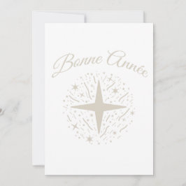 Cartão De Festividades Bonne Année : design argenté avec des étoiles