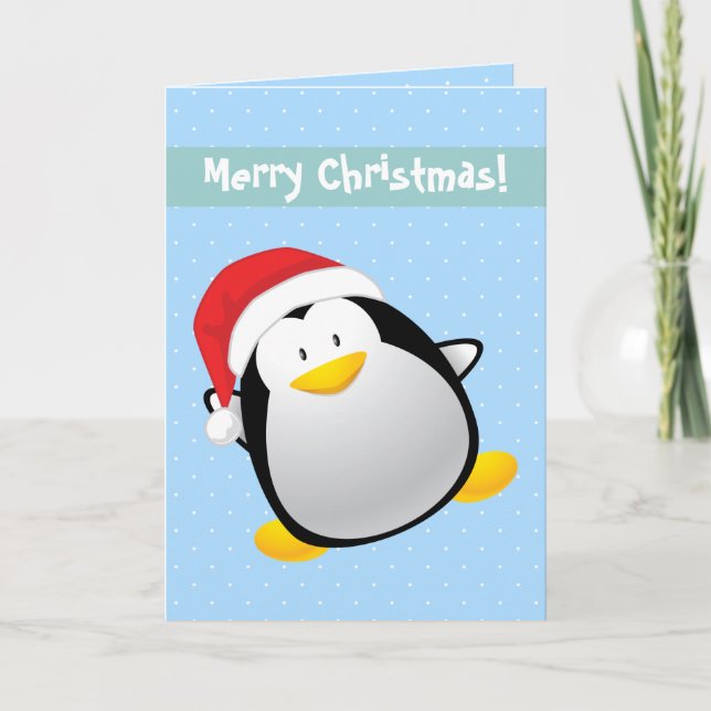 Cartão De Festividades Bons Papais noeis de Natal Pinguim (Frente)