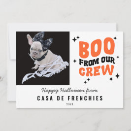 Cartão De Festividades Boo da Equipe | Foto de Halloween no estilo retrô 