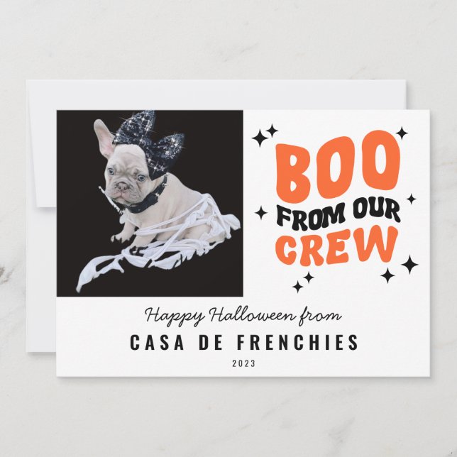 Cartão De Festividades Boo da Equipe | Foto Moderna de Halloween em Estil (Frente)