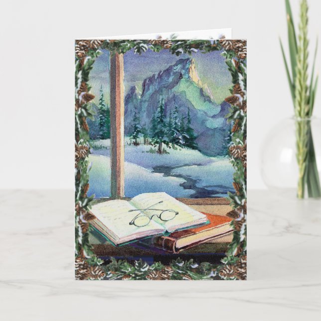 Cartão De Festividades BOOKS, SPECS & WREATH by SHARON SHARPE (Frente)