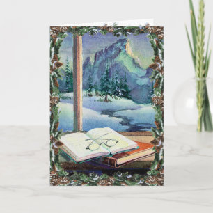 Cartão De Festividades BOOKS, SPECS & WREATH by SHARON SHARPE