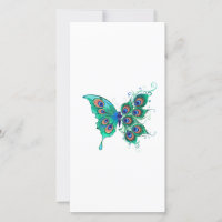 Borboleta com Penas de Pavão Verde