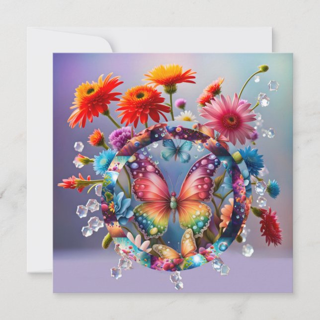 Cartão De Festividades Borboleta Flor (Frente)