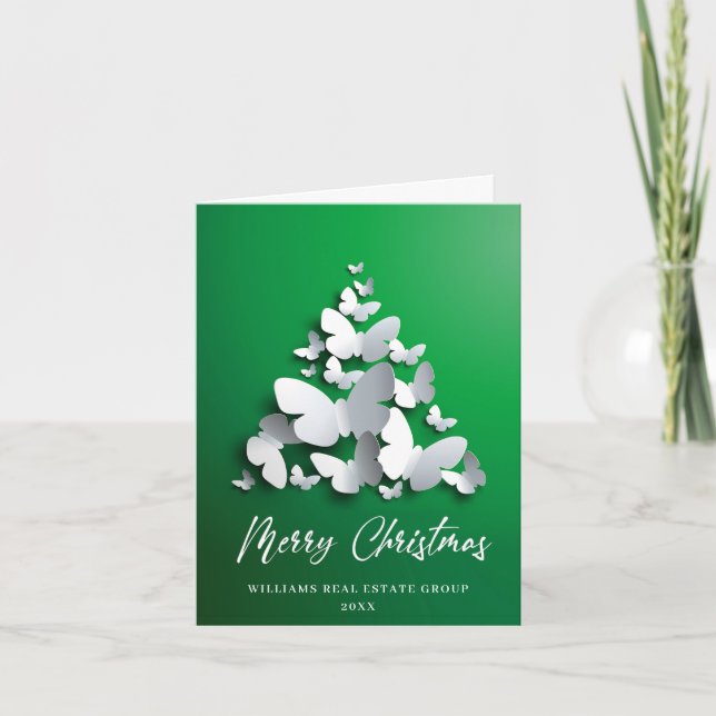 Cartão De Festividades Borboleta Monarca Saudação Corporativa de Natal (Frente)