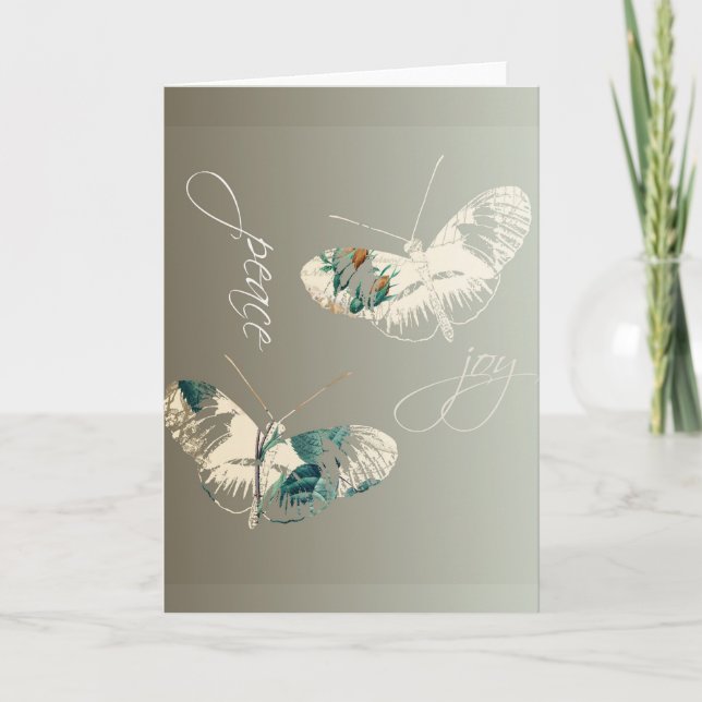 Cartão De Festividades Borboletas Paz e Alegria (Frente)