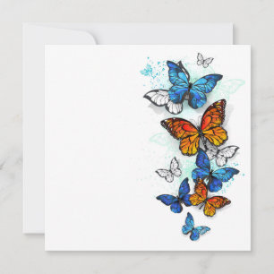 Cartão De Festividades Borboletas voadoras Morpho e Monarca