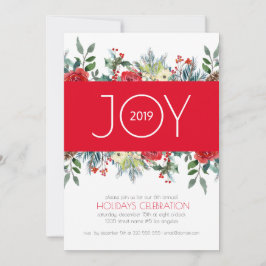 Cartão De Festividades borda de flores de aquarela de Natal