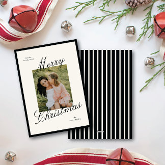 Cartão De Festividades Borda Simples Foto com Elegante Letra de Natal Fel