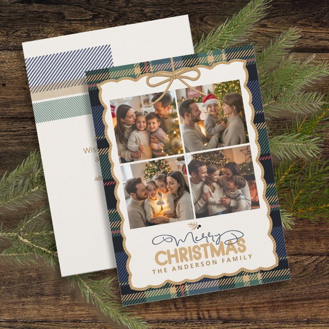 Cartão De Festividades Borda Xadrez Natal Template de Foto ID1141B (Criador carregado)