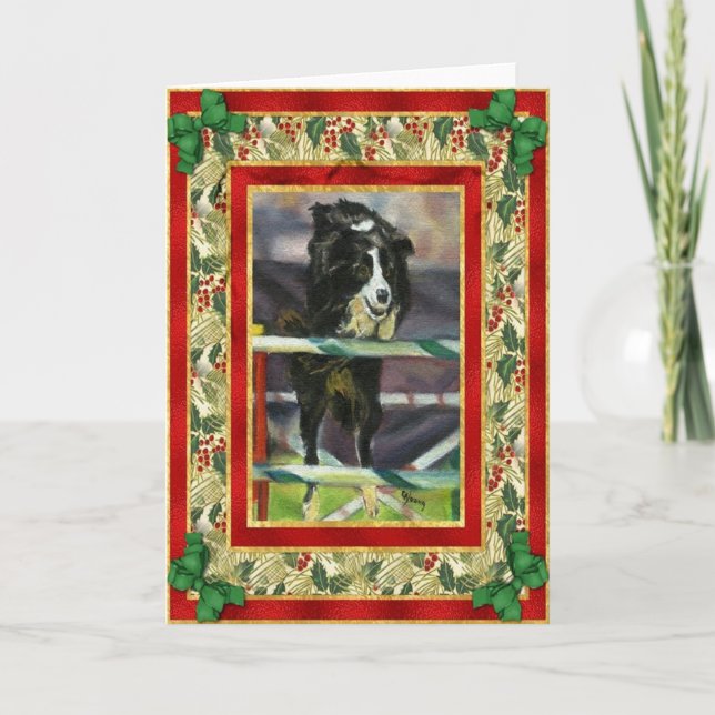 Cartão De Festividades Border Collie Agility Blank Christmas Card (Frente)