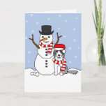 Cartão De Festividades Border Collie and Snowman<br><div class="desc">Send your holiday wishes to your favorite Border Collie fan with this dog breed design greeting card. Personalize your message inside.</div>