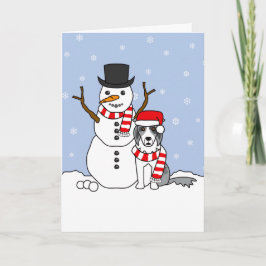 Cartão De Festividades Border Collie and Snowman