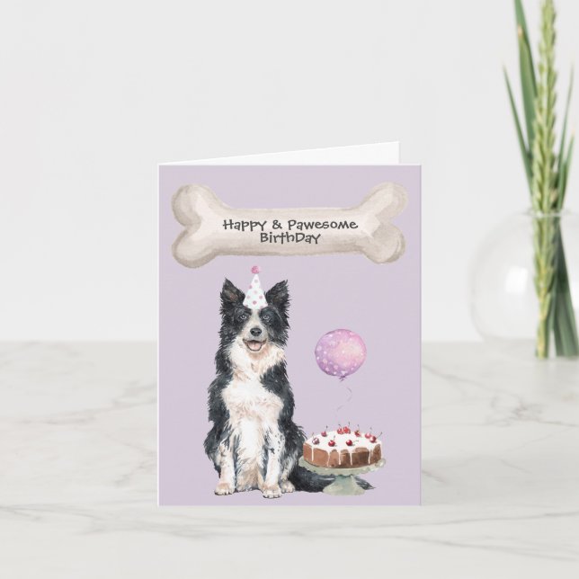 Cartão De Festividades Border Collie Birthday (Frente)