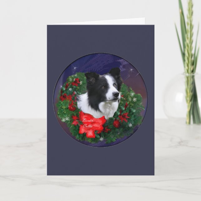 Cartão De Festividades Border Collie Christmas (Frente)