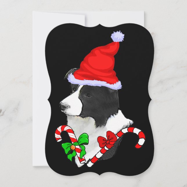 Cartão De Festividades Border Collie Christmas (Frente)