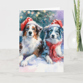 Cartão De Festividades Border Collie Christmas Greeting Card