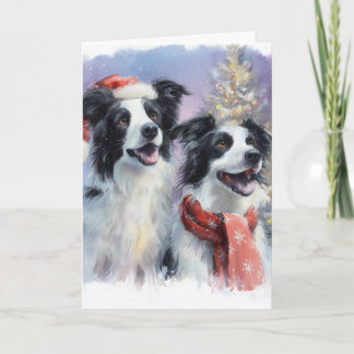 Cartão De Festividades Border Collie Christmas Greeting Card