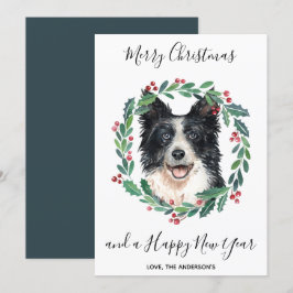Cartão De Festividades Border Collie Dog Elegante Feliz Natal
