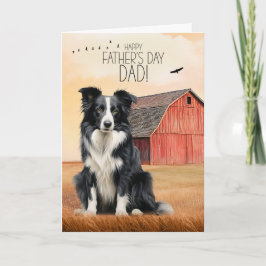Cartão De Festividades Border Collie Dog Red Barn Western Father's Day