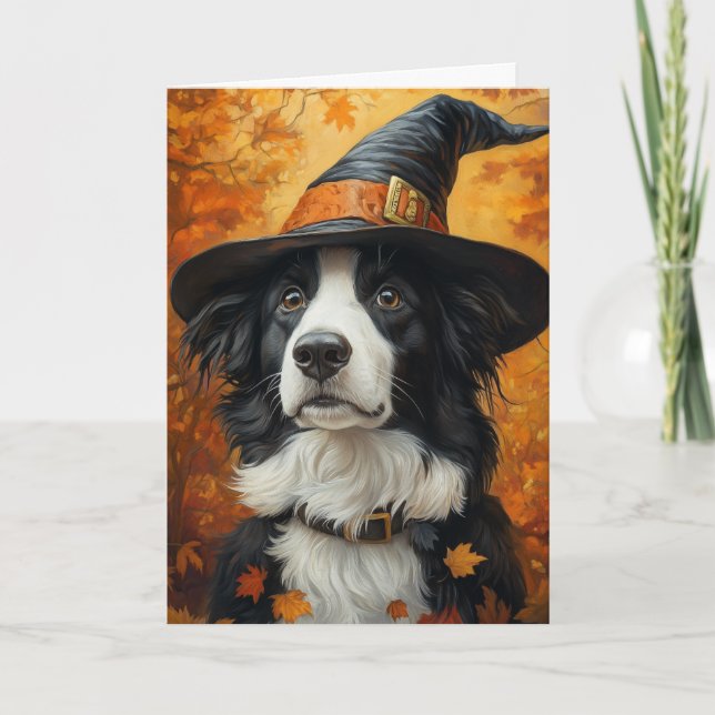 Cartão De Festividades Border Collie Halloween (Frente)