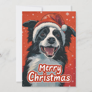 Cartão De Festividades Border Collie Merry Natal