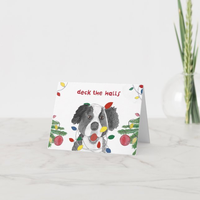 Cartão De Festividades Border Collie no Natal (Frente)