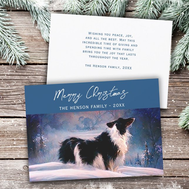 Cartão De Festividades Border Collie no Natal Snowy (Criador carregado)