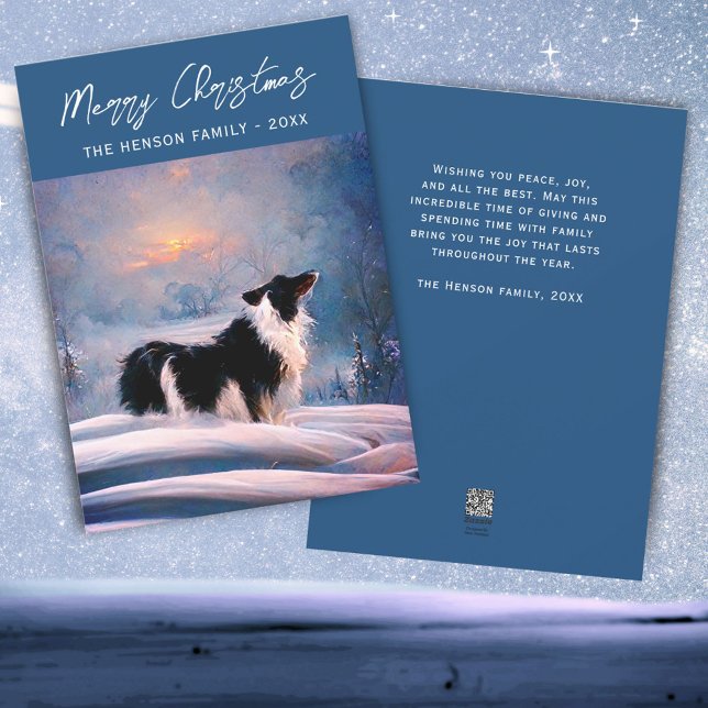 Cartão De Festividades Border Collie no Natal Snowy (Criador carregado)